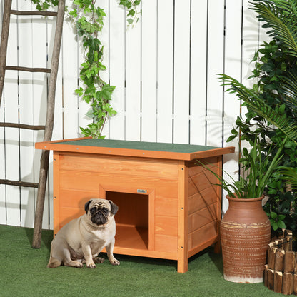 Pawhut Caseta De Madera Para Perro 82x58x58cm Techo Abatible Asfáltico_1