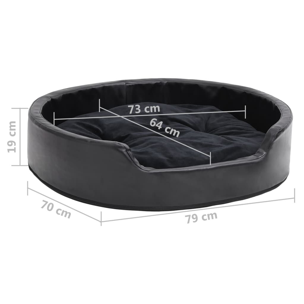 Vidaxl Cama Para Perros Felpa Y Cuero Sintético Negra 79x70x19 Cm_2