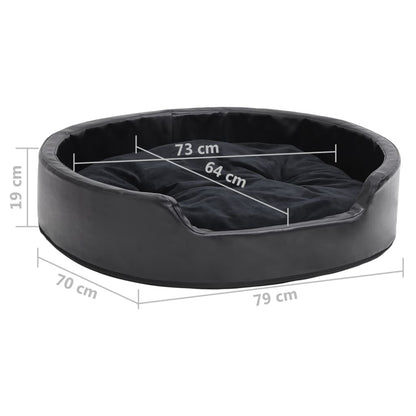 Vidaxl Cama Para Perros Felpa Y Cuero Sintético Negra 79x70x19 Cm_2