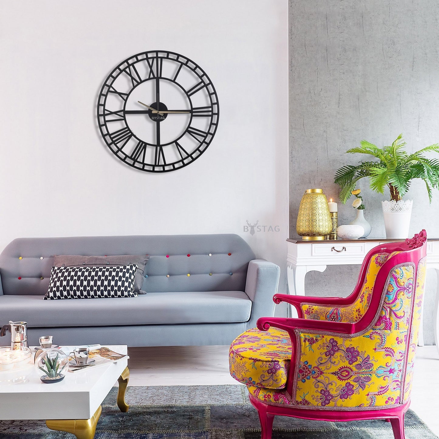 Reloj De Pared Metal Números Romanos 50x50