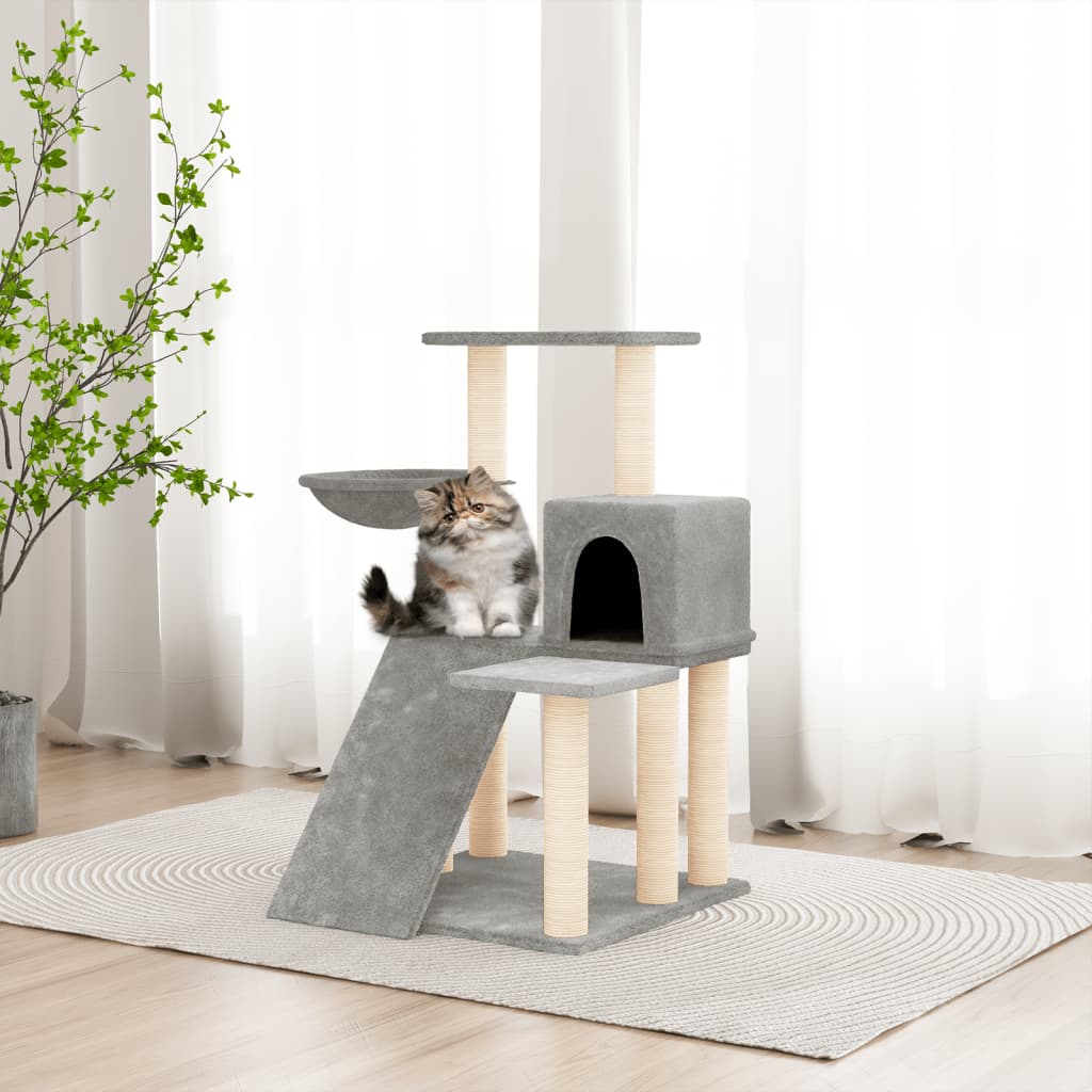 Rascador Para Gatos Con Postes De Sisal Gris Claro 82 Cm_1