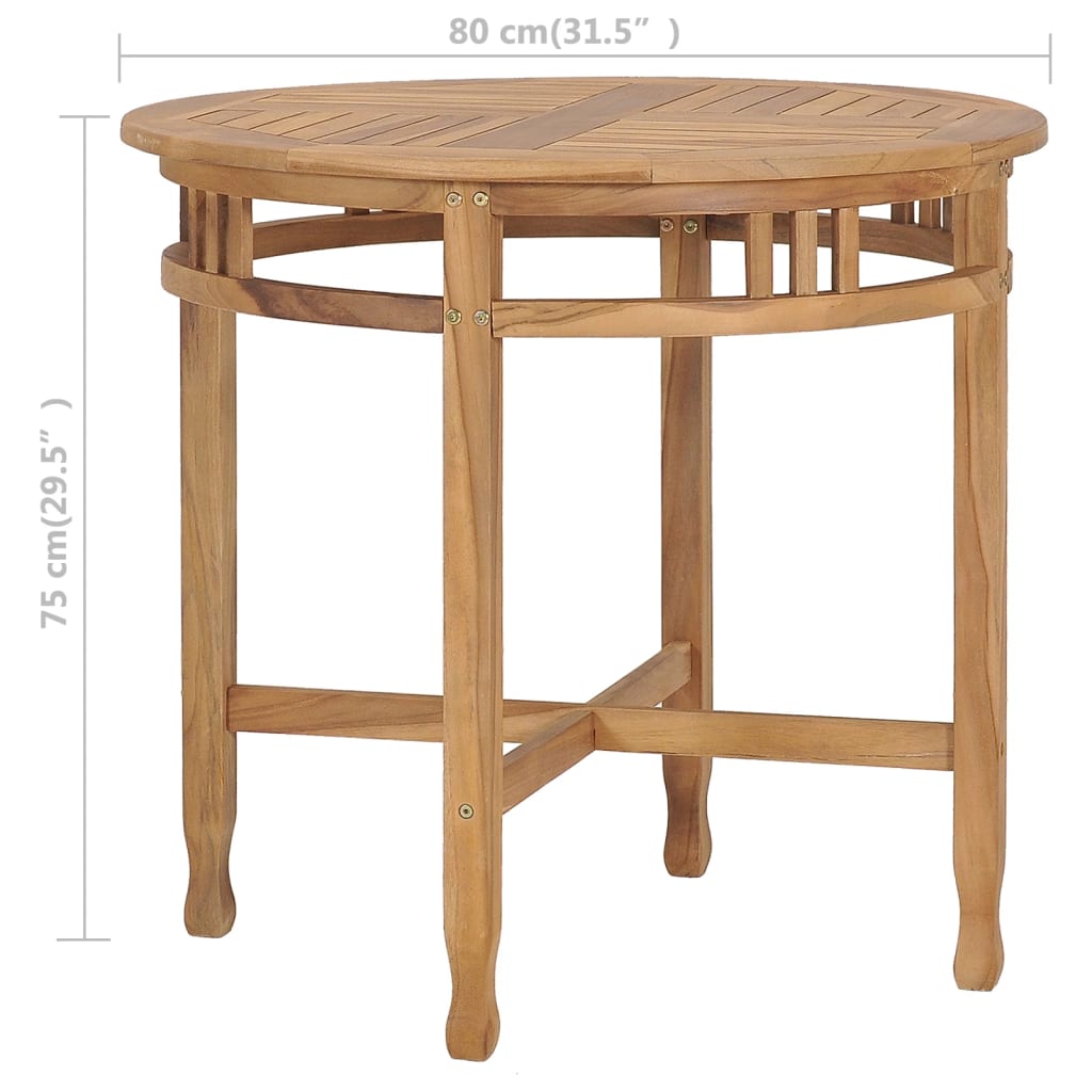 Mesa De Comedor De Madera Maciza De Teca Ø 80 Cm_4