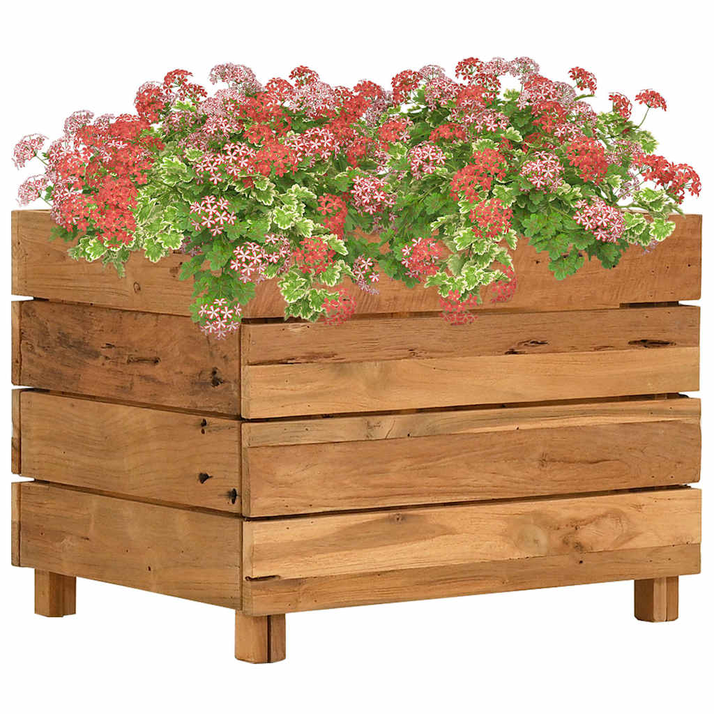 Arriate Elevado Madera De Teca Reciclada Y Acero 50x40x38 Cm_1
