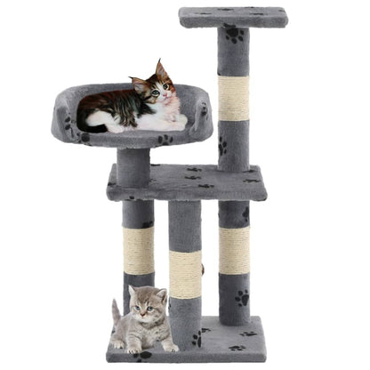 Vidaxl Rascador Para Gatos Poste De Sisal 65 Cm Huellas Gris_1