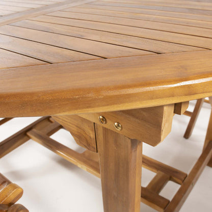 Conjunto De Exterior De Madera Teca, Mesa Redonda Extensible 120/180 Cm Y 4 Sillones Plegables, Madera Teca Grado A, Tratamiento Al Agua Aplicado_4