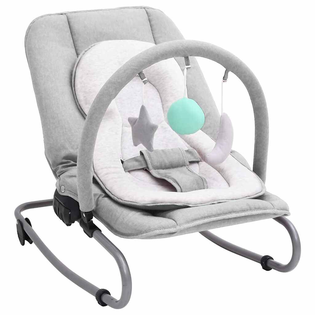 Vidaxl Hamaca Mecedora Para Bebés De Acero Gris Claro_0