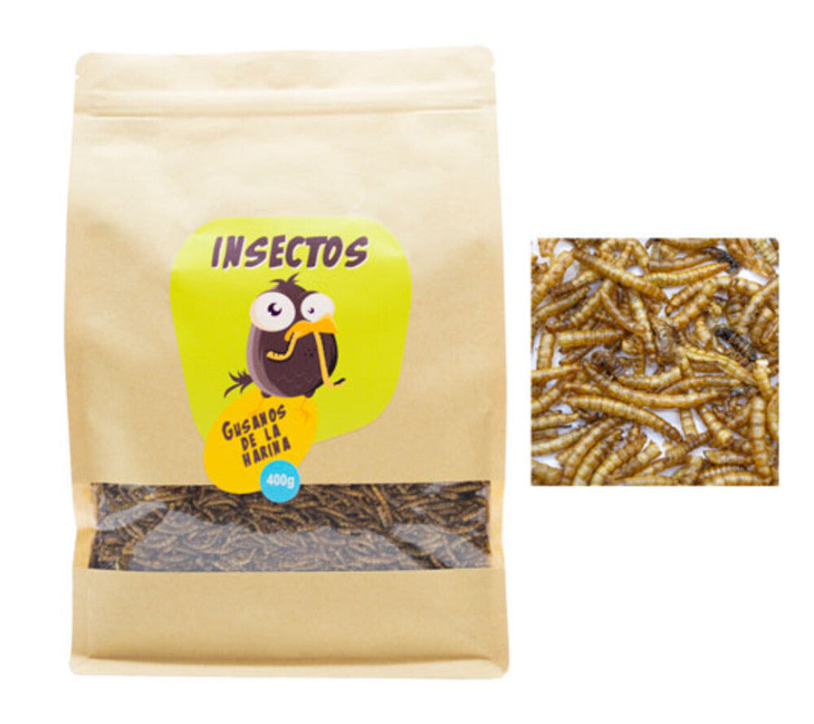 Gusanos De La Harina Deshidratados 400g – Tenebrios Secos Para Reptiles, Aves, Peces De Estanque Y Roedores – Proteínas_0