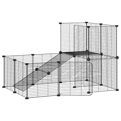 Vidaxl Jaula Para Mascotas De 20 Paneles Puerta Acero Negro 35x35 Cm_0