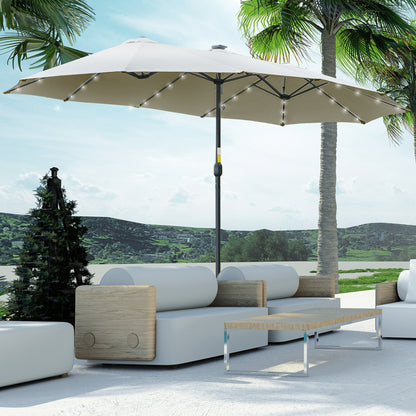 Outsunny Sombrilla Doble De Jardín Con 48 Luces Led Solar 450x265x240 Cm Gris_1