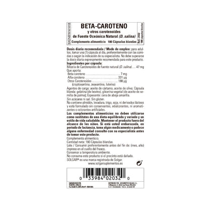 Betacaroteno Oceánico, 180 cápsulas de 7mg