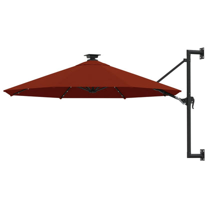 Vidaxl Sombrilla De Jardín De Pared Con Luces Led Terracota 300 Cm_0