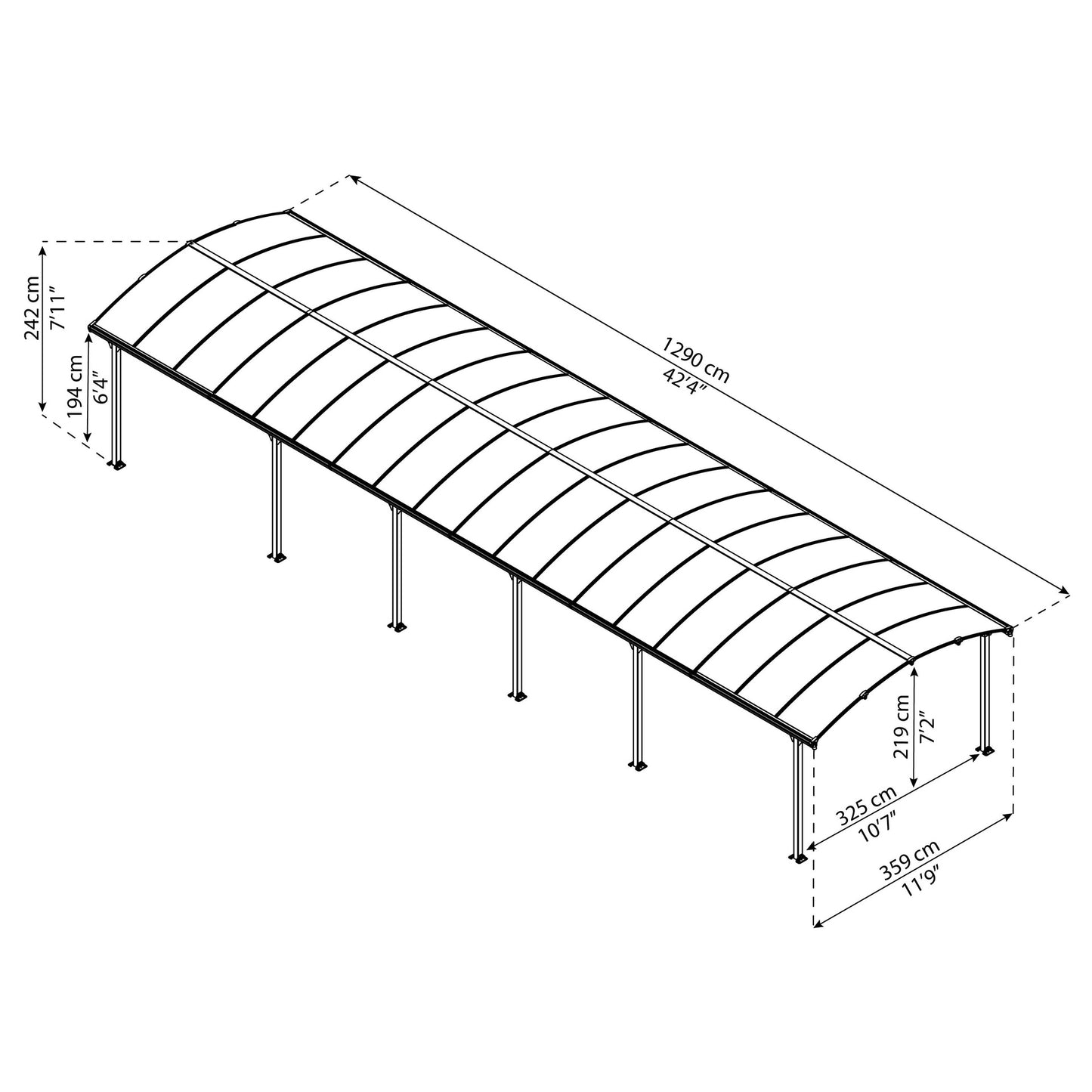 Cochera Carport Arcadia 1290x360 cm