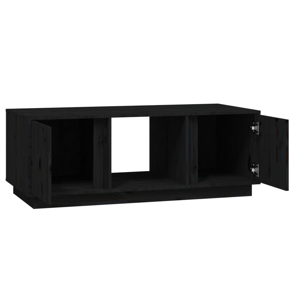 Mesa De Centro De Madera Maciza De Pino Negro 110x50x40 Cm_4