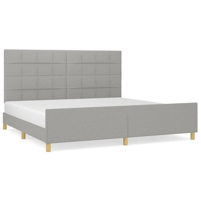 Estructura De Cama Con Cabecero De Tela Gris Claro 200x200 Cm / Vetonek_0