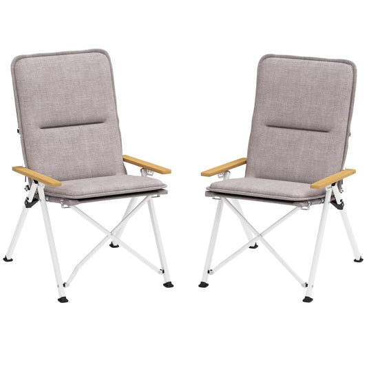 Outsunny 2 Sillas De Camping Plegables De Aluminio Con Respaldo Ajustable Gris_0