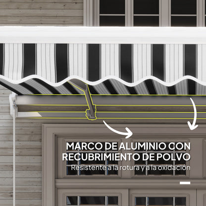 Outsunny Toldo Manual Retráctil 395x245 Cm Ángulo Ajustable Azul Y Blanco_5