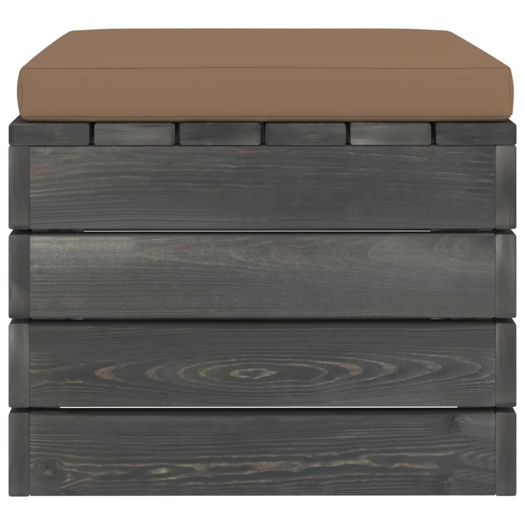 Vidaxl Otomana De Palets De Jardín Con Cojín Gris Taupe Madera De Pino_3