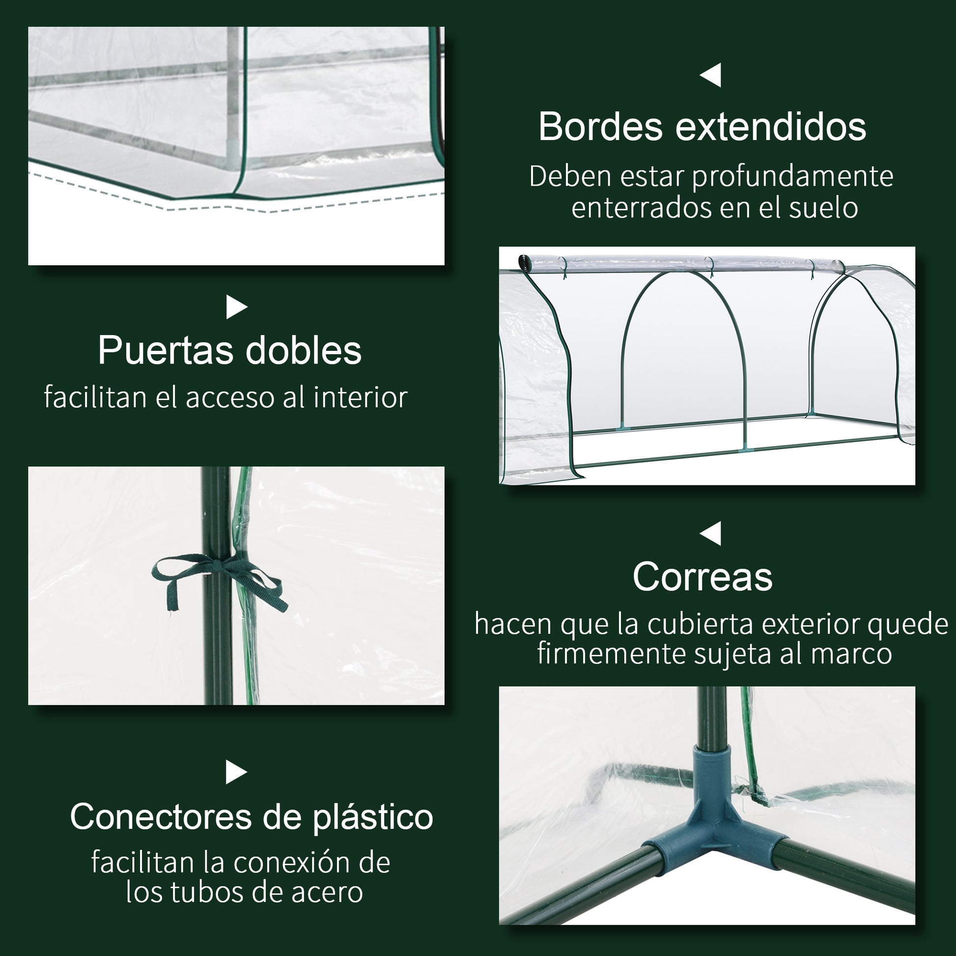 Outsunny Invernadero Caseta 250x100x80 Cm Para Jardín Terraza Cultivo De Plantas_4