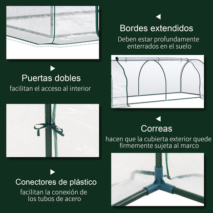 Outsunny Invernadero Caseta 250x100x80 Cm Para Jardín Terraza Cultivo De Plantas_4
