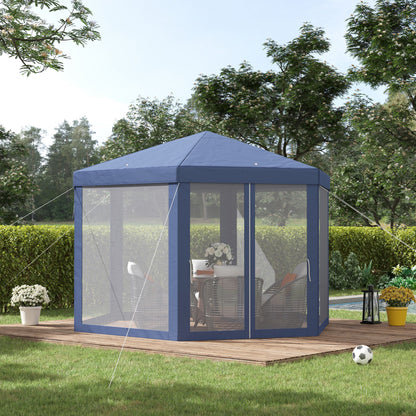 Outsunny Carpa Jardín Cenador Hexágonal Pabellón Gazebo Con Mosquitera 3 Color_1