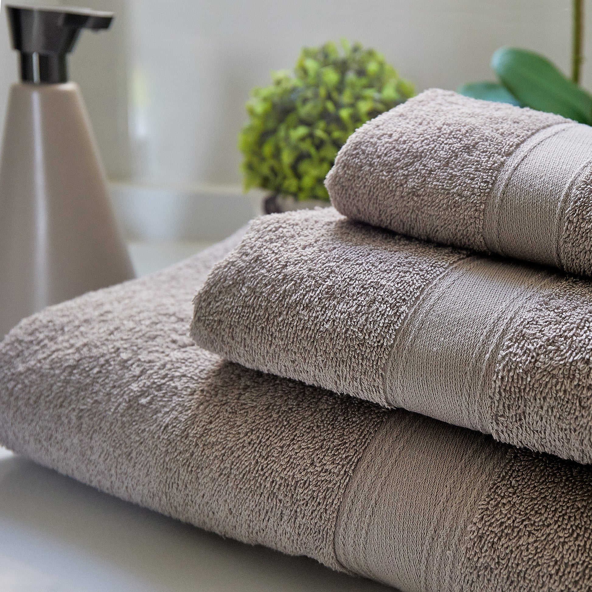 Juego De 6 Toallas De Baño: 2 Toallas De Cortesía 30x50 ; 2 Toallas De Lavabo 50x90 ; 2 Toallas De Ducha 70x140cm 450 Gr/m2 100% Algodón Topo_3