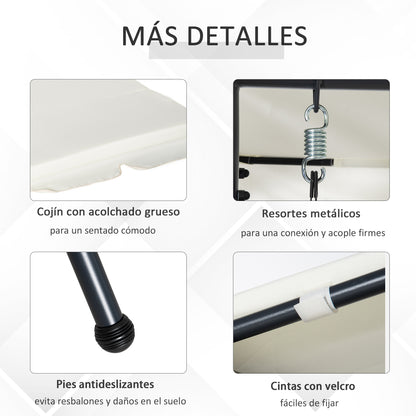 Outsunny Balancín Jardín 3 Plazas Convertible En Cama Con Techo Ajustable Crema_5