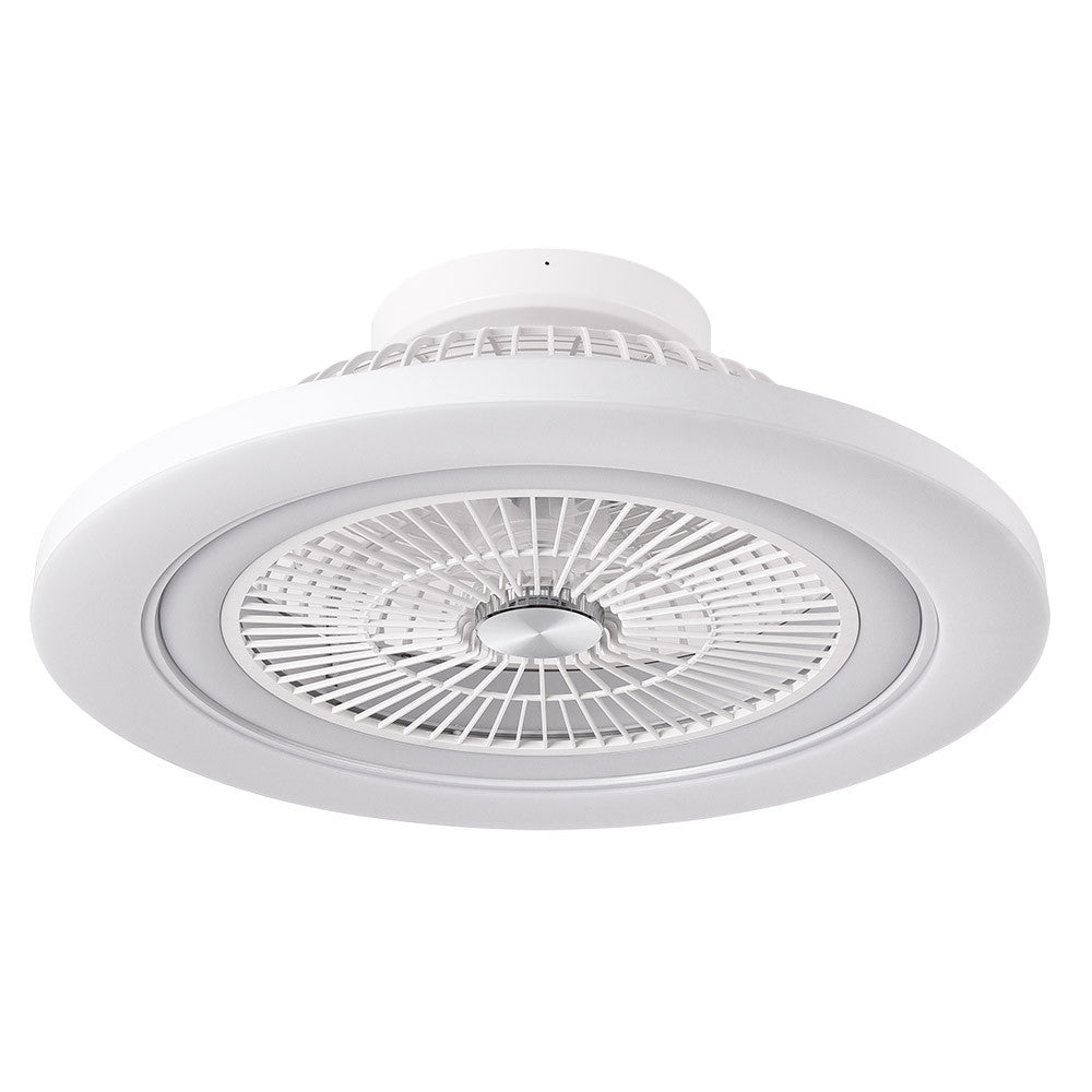 Ventilador 72w Dc Mato Blanco 5 Aspas Transp. 22x58x58cm 6vel. 3 Colores C/remoto, Mem., Timer, Reg. Intensidad 6120lm_1