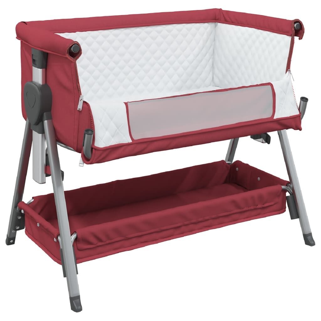 Vidaxl Cuna Con Colchón Tela De Lino Rojo_3
