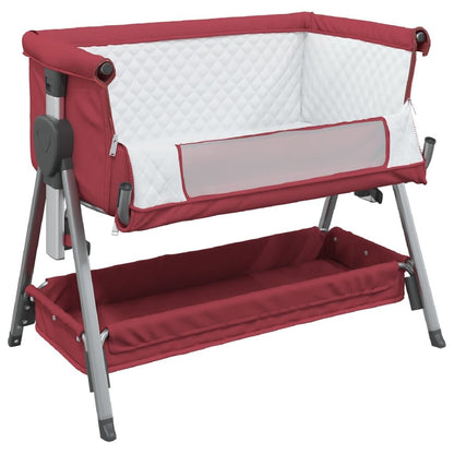 Vidaxl Cuna Con Colchón Tela De Lino Rojo_3