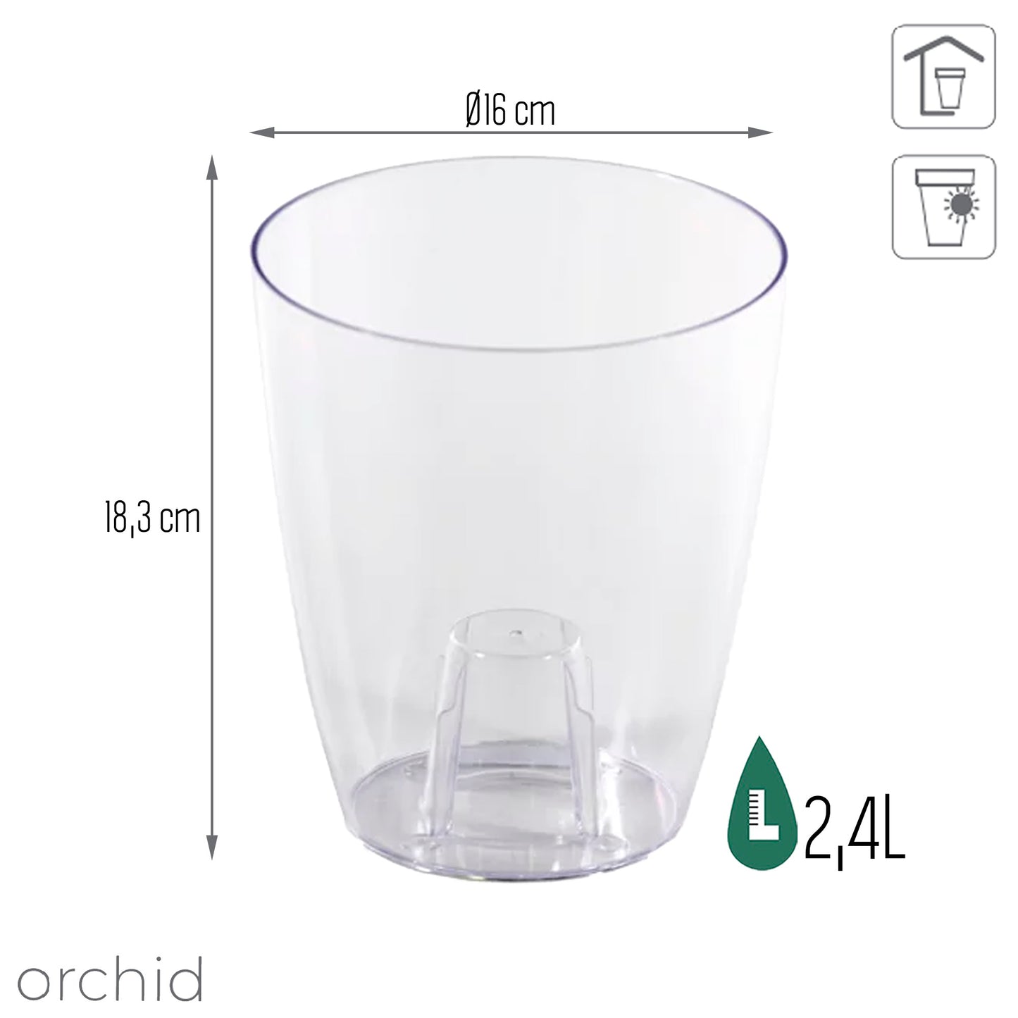 Maceta Coubi Orchid 2,4l., Dimensiones (mm) 160x160x183, Color Transparente_2