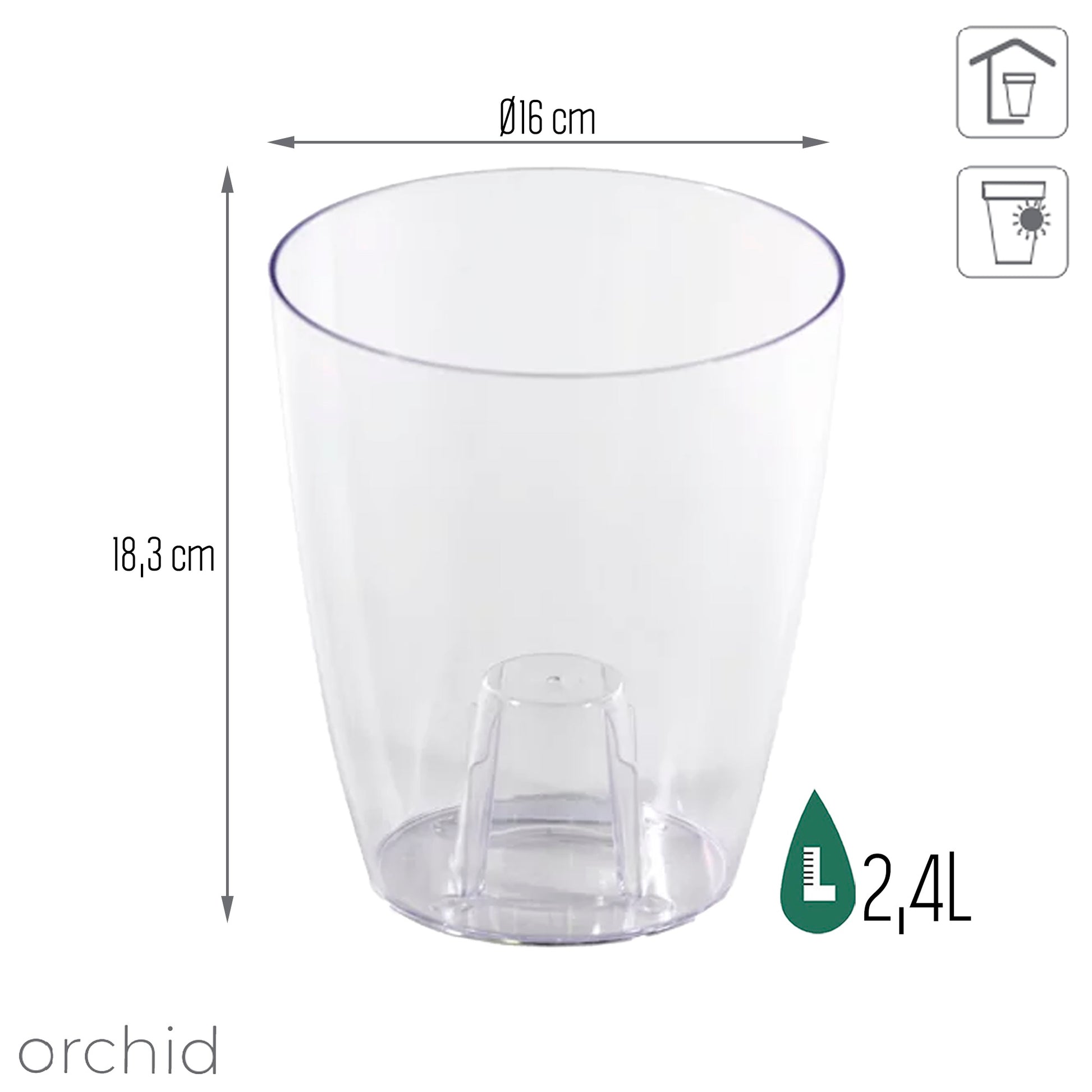 Maceta Coubi Orchid 2,4l., Dimensiones (mm) 160x160x183, Color Transparente_2