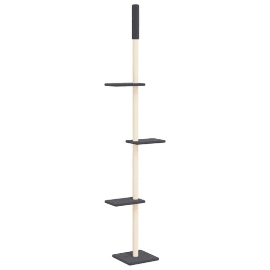 Vidaxl Árbol Rascador Gatos Suelo A Techo Gris Oscuro 267,5-297,5 Cm_0