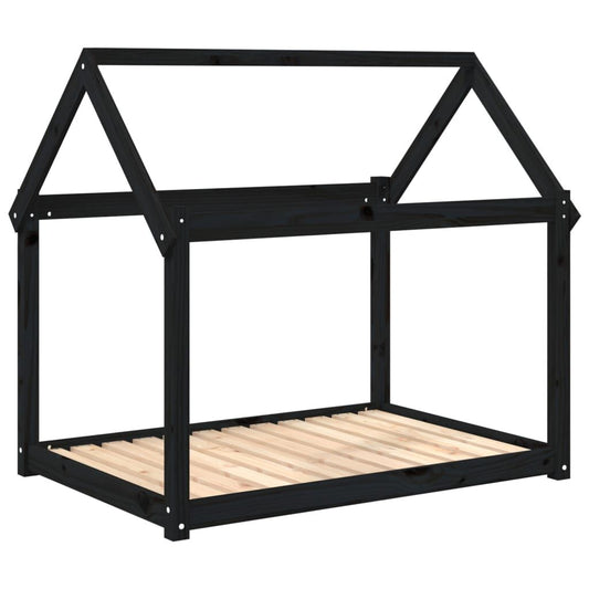 Vidaxl Cama Para Perros Madera Maciza De Pino Negro 111x80x100 Cm_0