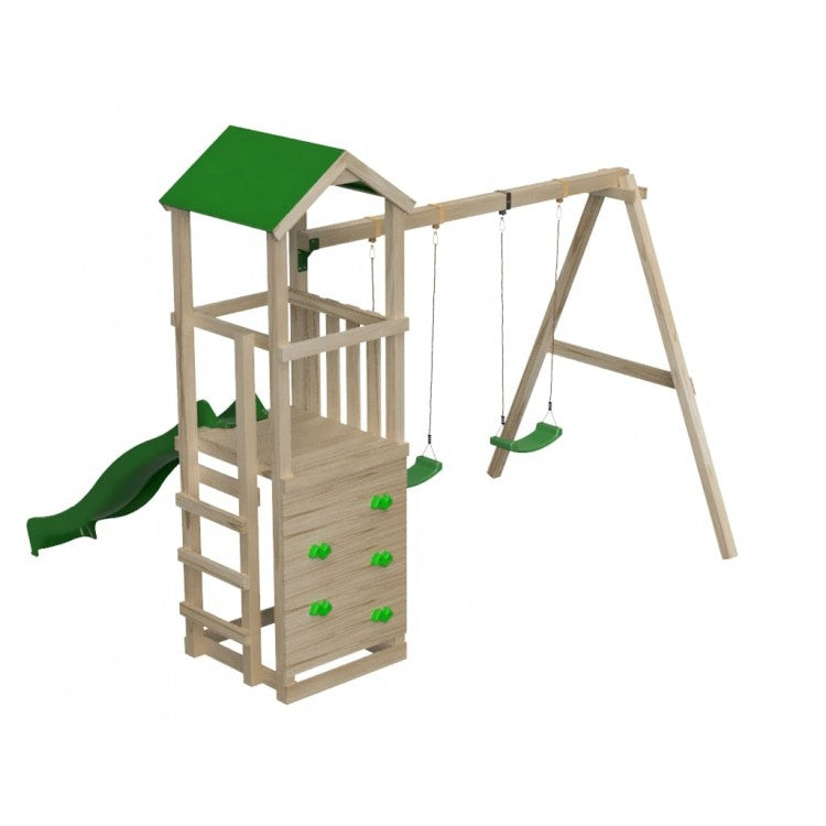 Parque Infantil Masgames Carlit L Techo De Lona Pared De Escalada Y Columpio Doble.