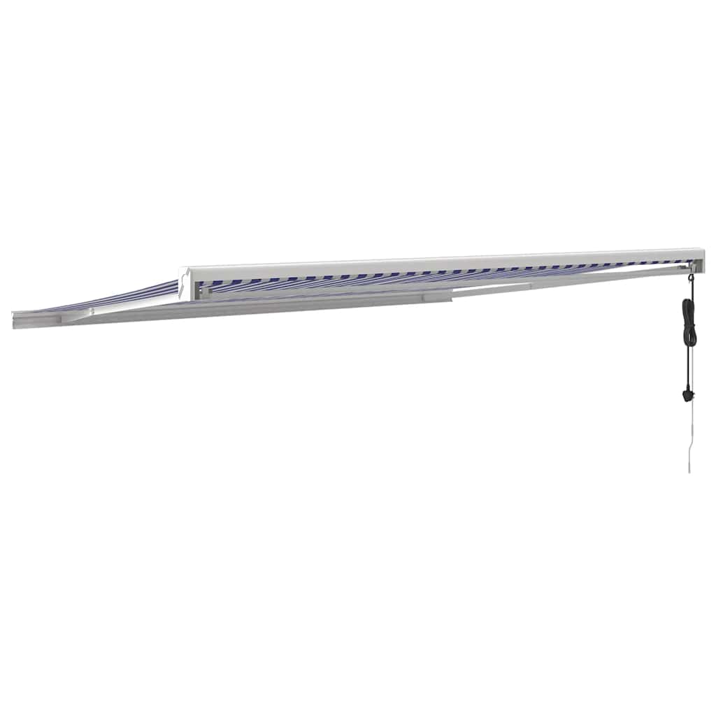 Toldo Retráctil Aluminio Y Tela Azul Y Blanco 4x3 M_3