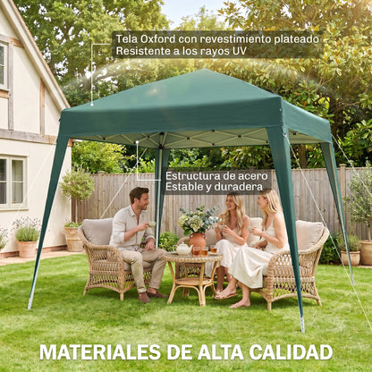 Carpa Plegable Outsunny Verde 240x240x250cm Tela Oxford Acero_3