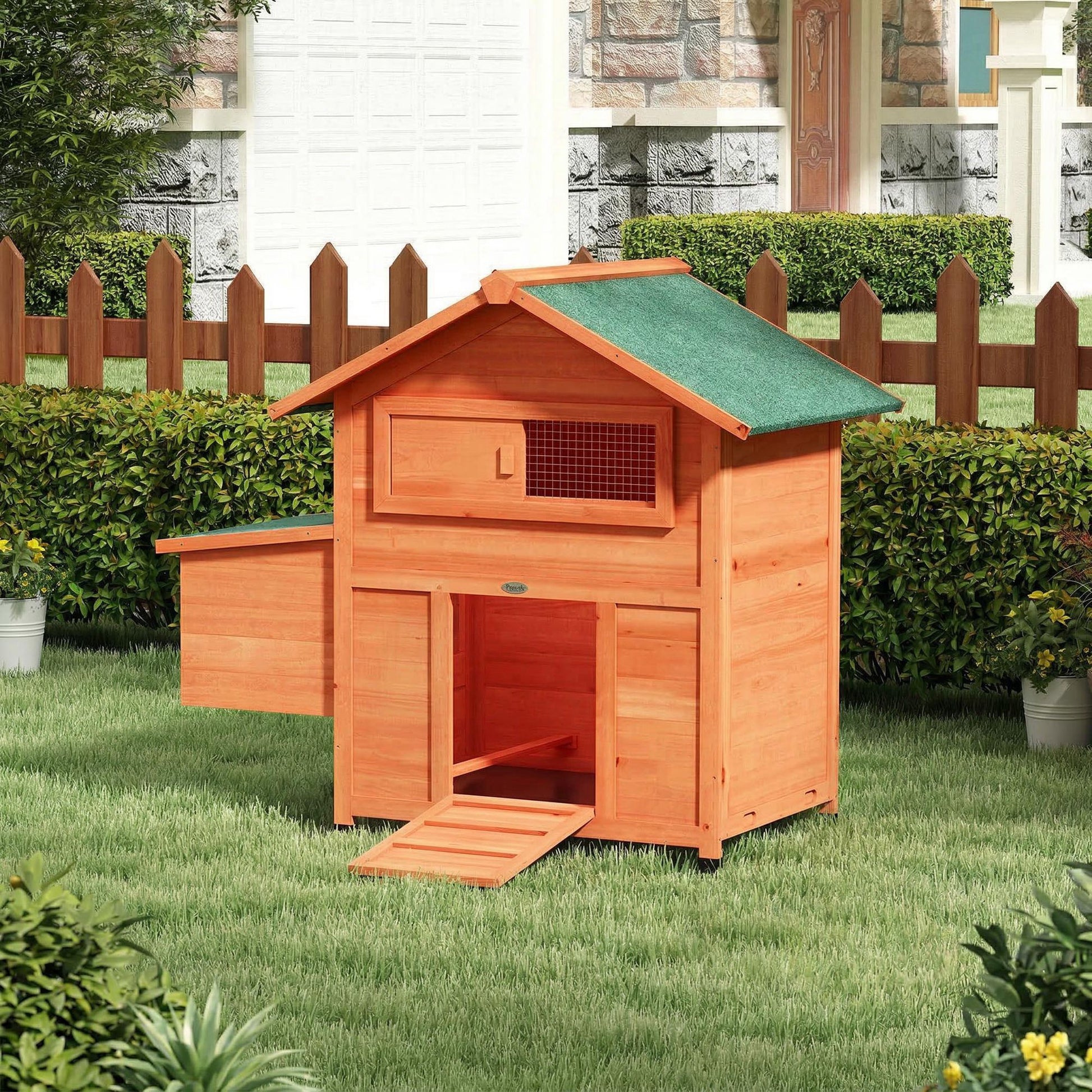 Pawhut Gallinero Para Exterior De Madera 113,5x67,5x95,5 Cm Con Nido Y Bandeja_3