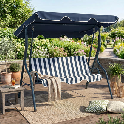 Outsunny Columpio De Jardín Con Toldo Ajustable En Ángulo 170x110x153 Cm Azul_4