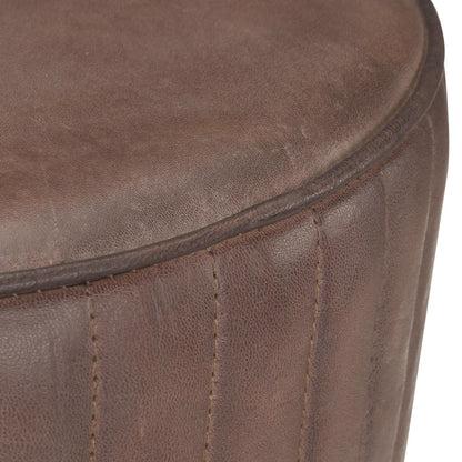 Taburete De Cocina De Cuero Auténtico Marrón Envejecido_1
