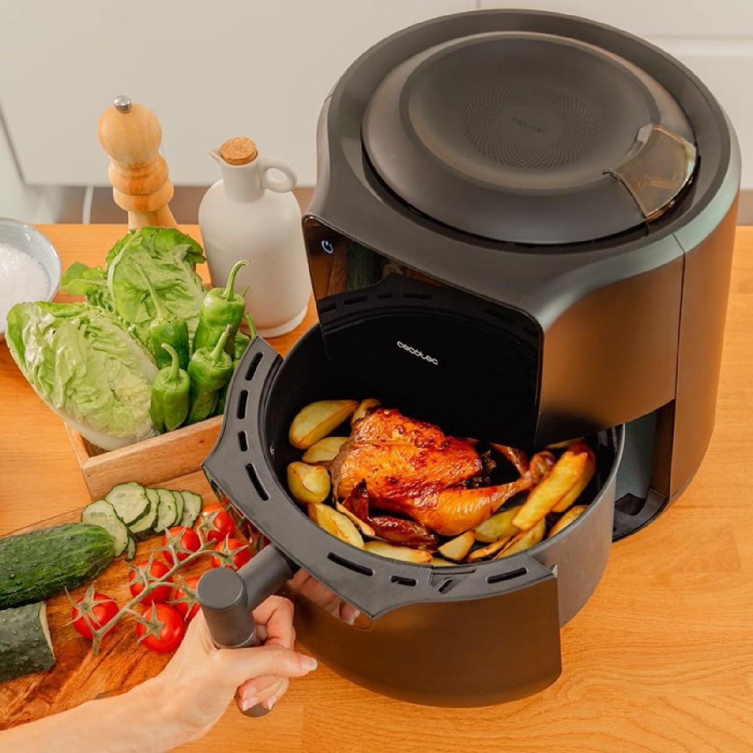Freidora De Aire Sin Aceite De 5,5 L Cecofry Rain Pack. Air Fryer Con Accesorios. 1550 W, Spray De Aceite Incorporado, Pulverización Automática Y Ma_4