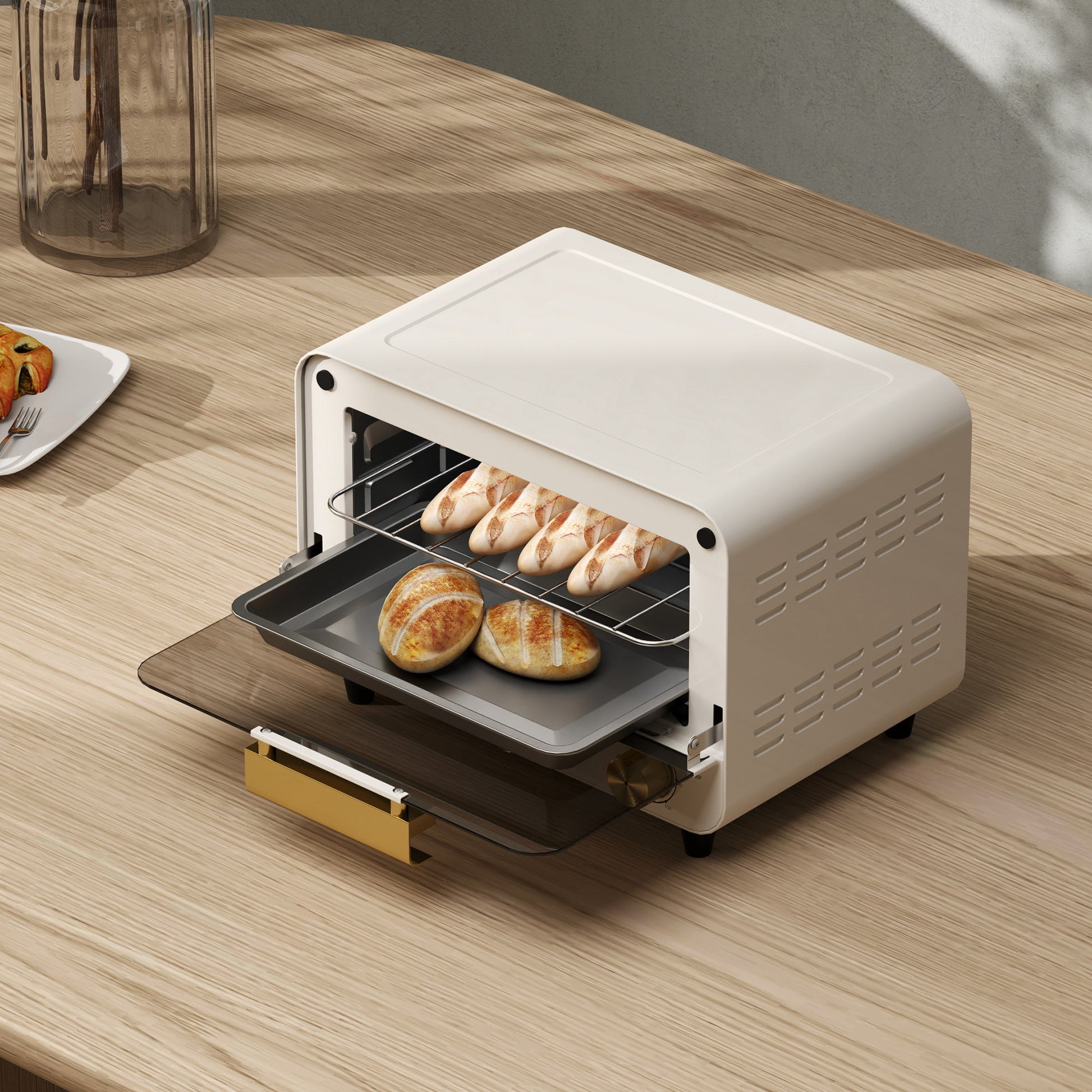 Homcom Horno Eléctrico De Sobremesa 12l 750w Con Puerta De Vidrio Blanco_3