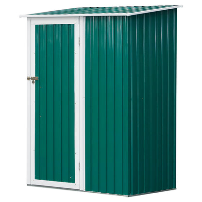 Outsunny Cobertizo De Acero 1,27㎡ 143x89x186cm Con Techo Inclinado Puerta Verde_0
