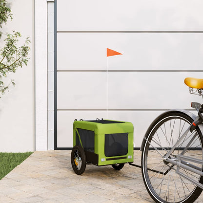 Remolque De Bicicleta Mascotas Hierro Tela Oxford Verde Negro_1