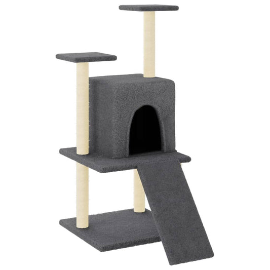 Vidaxl Rascador Para Gatos Con Postes De Sisal Gris Oscuro 110 Cm_0