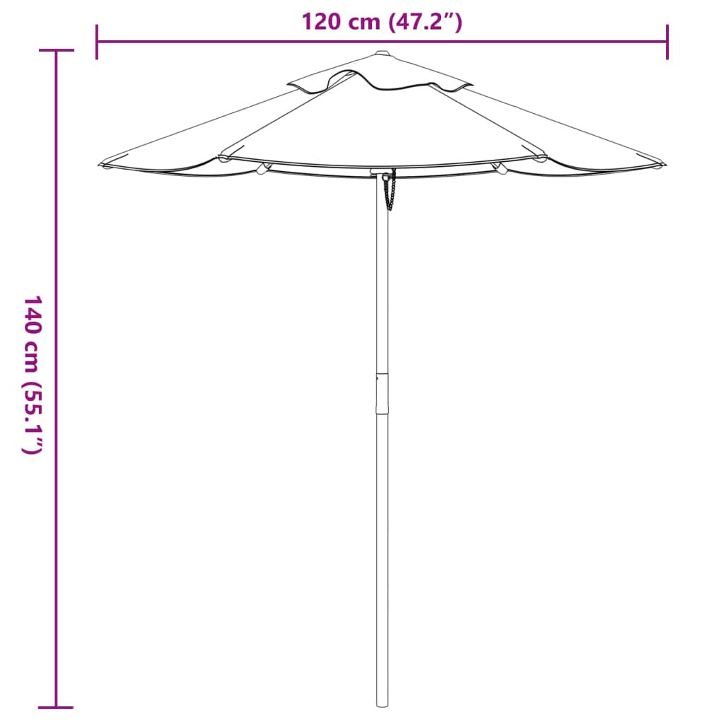 Vidaxl Sombrilla De Jardín Para Niños Con Poste De Madera Ø120x140 Cm_2