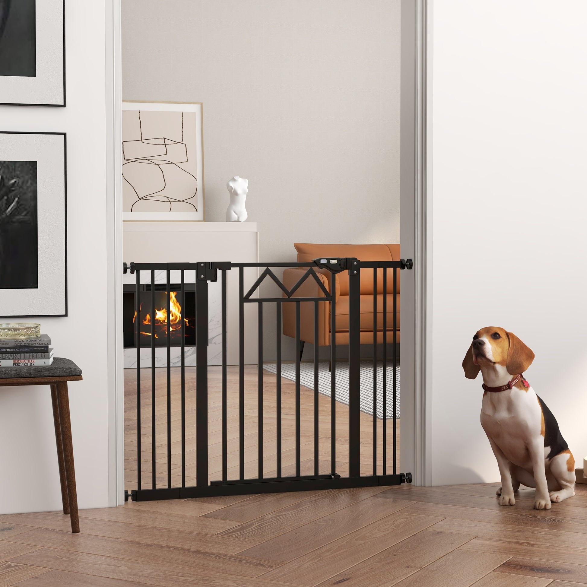 Pawhut Barrera De Seguridad Extensible Con Cierre Automático 74-100x76 Cm Negro_1