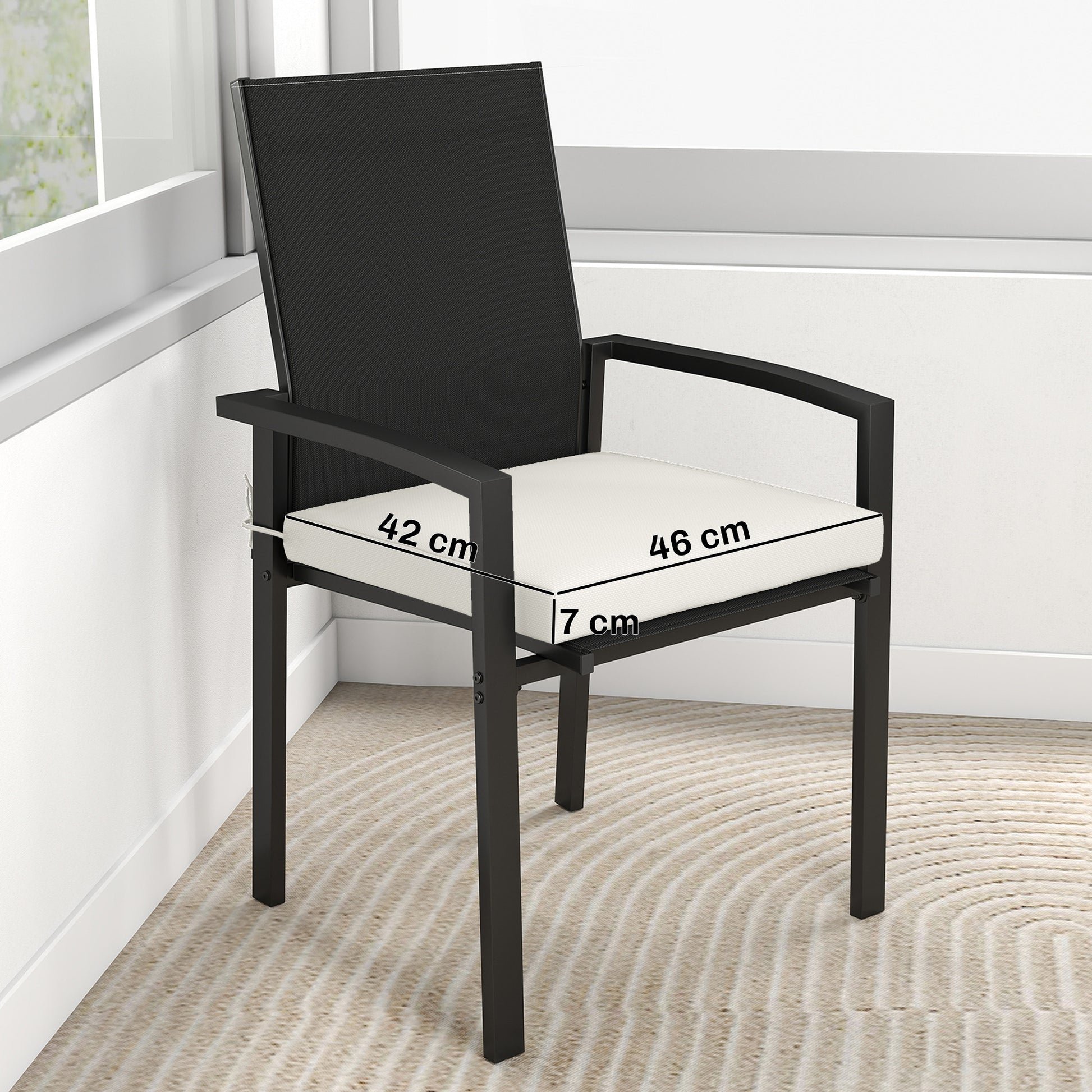 Outsunny Juego De Cojines Para Sillas De Comedor De 6 Piezas 46x42x7 Cm Crema_2
