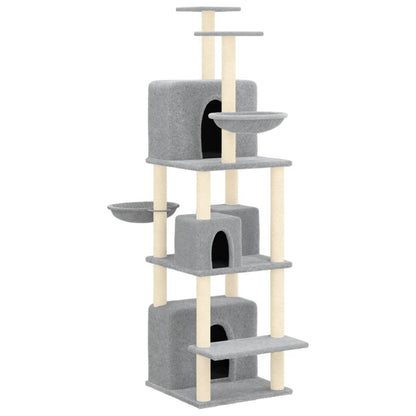 Vidaxl Rascador Para Gatos Con Postes De Sisal Gris Claro 180 Cm_0