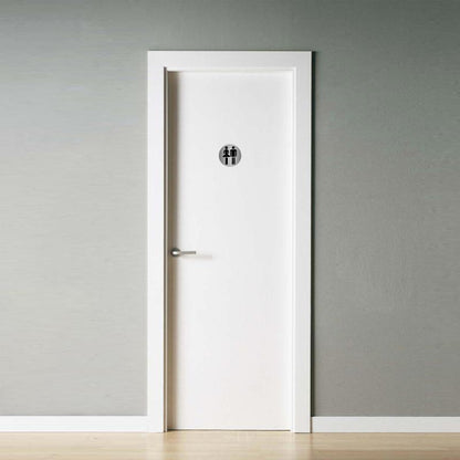 Placa Adhesiva Baño Mujer / Hombre Acero Inoxidable Ø 7 Cm.