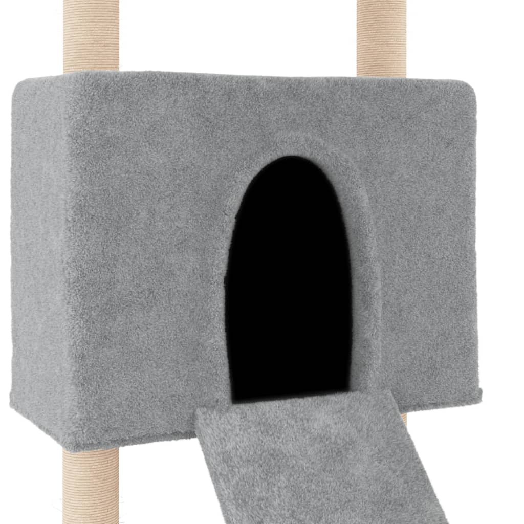 Rascador Para Gatos Con Postes De Sisal Gris Claro 153 Cm_5